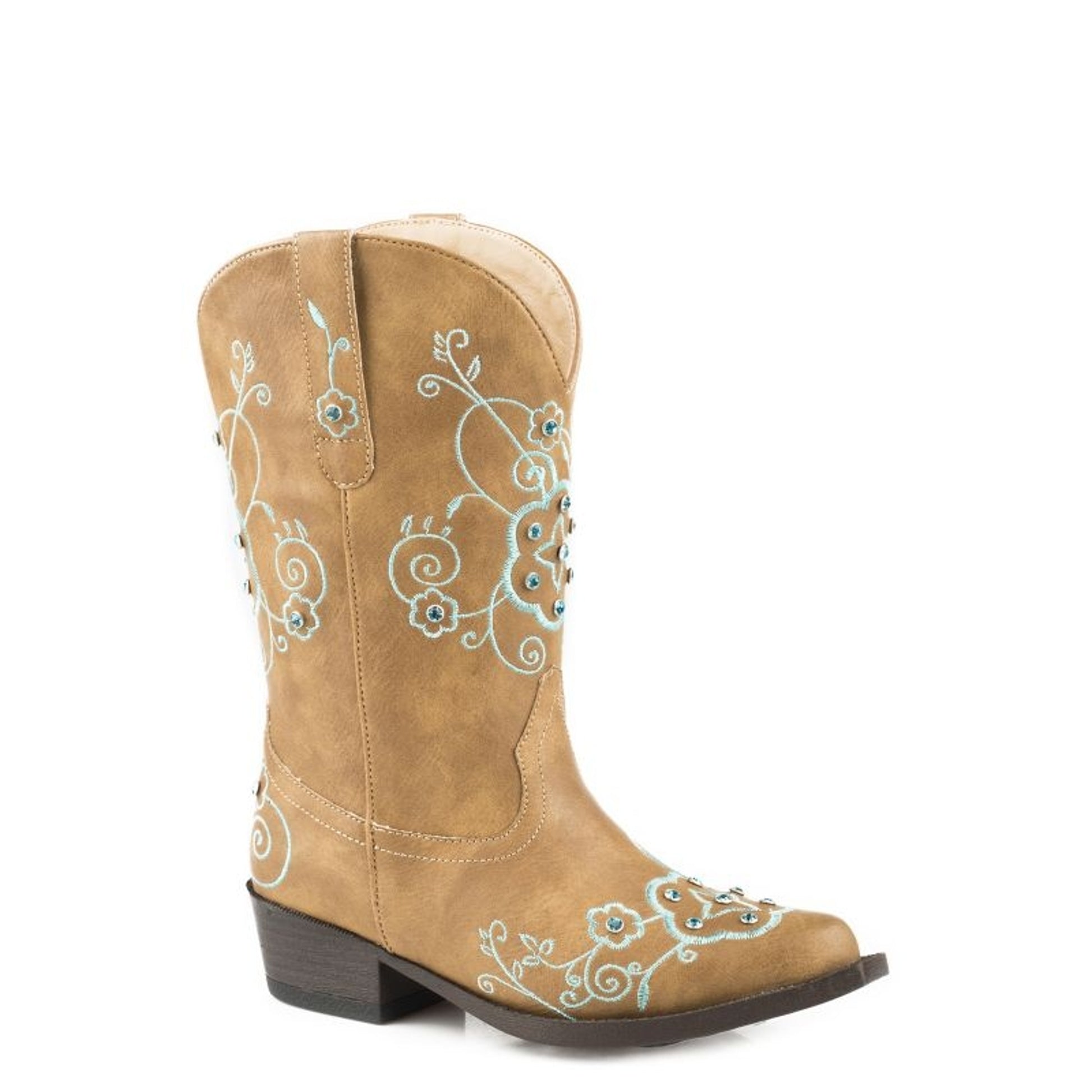 Roper Kids Flower Sparkles Square Toe Boots