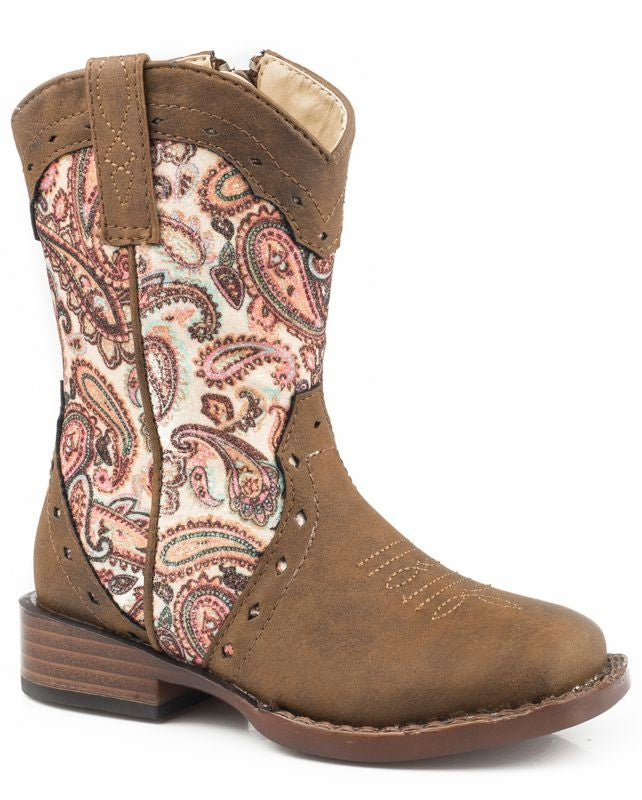 Roper Toddler Glitter Geo Square Toe Multi Boots