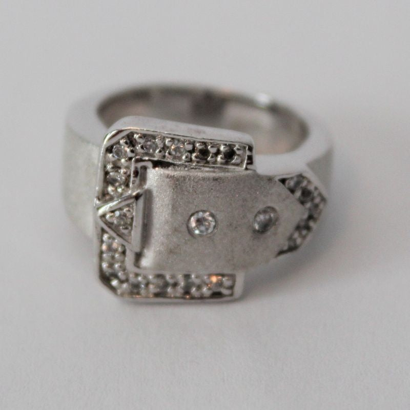 Ladies Large Buckle Ring Stainless Steel