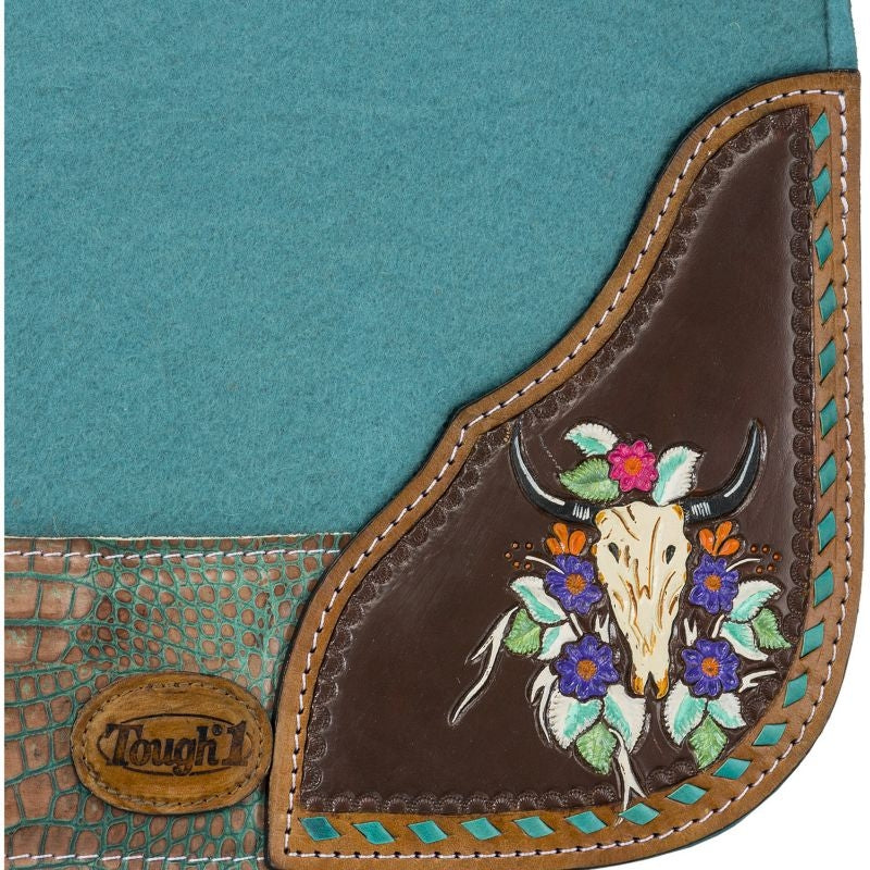 Tough1 Hand Painted Steer Skull Saddle Pad