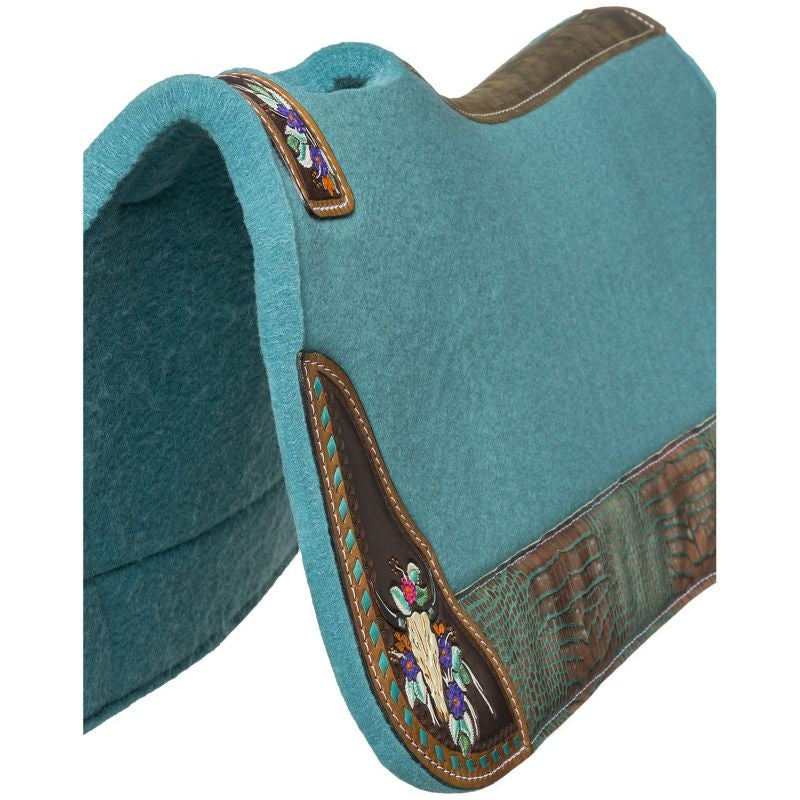 Tough1 Hand Painted Steer Skull Saddle Pad
