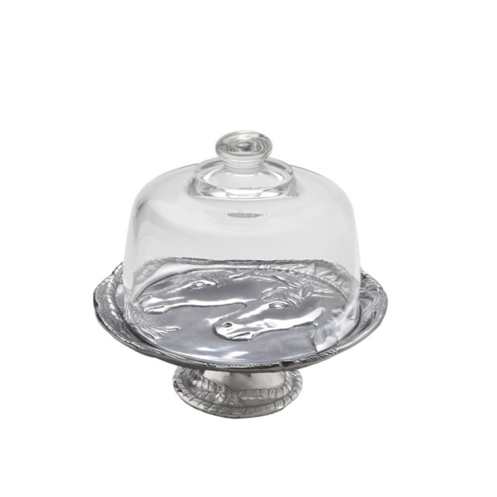 Arthur Court Horse Plate with Glass Dome