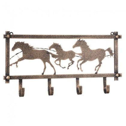 Horses and Barbwire Hammered Wall Rack