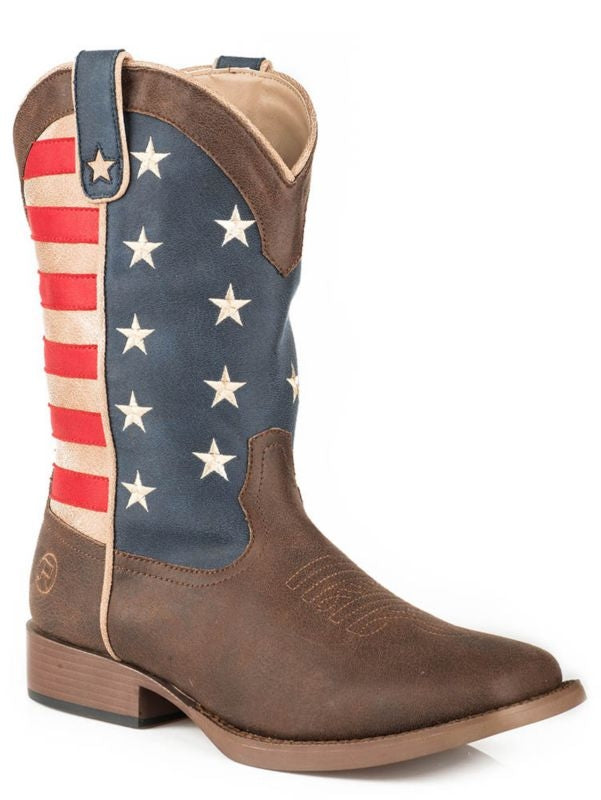 Roper Mens Sq Vintage American Flag Boots