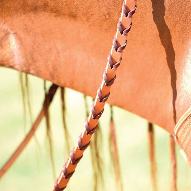 Cowboy Tack Latigo Laced Adjustable Barrel Rein