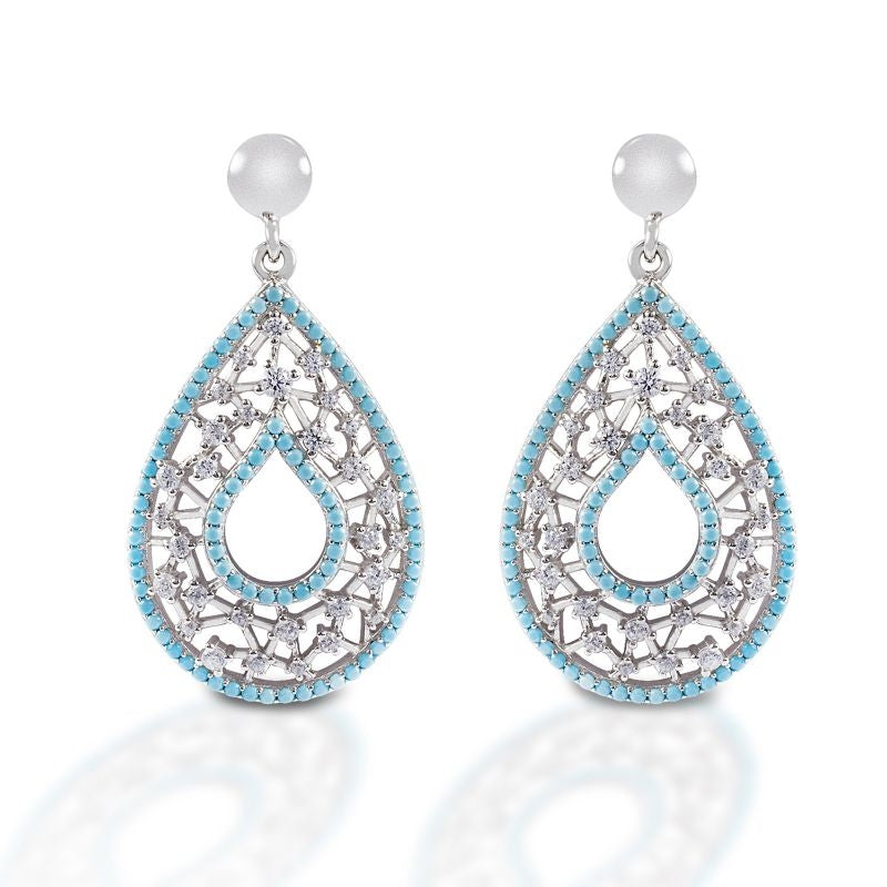 Kelly Herd Turquoise and Clear Teardrop Earrings