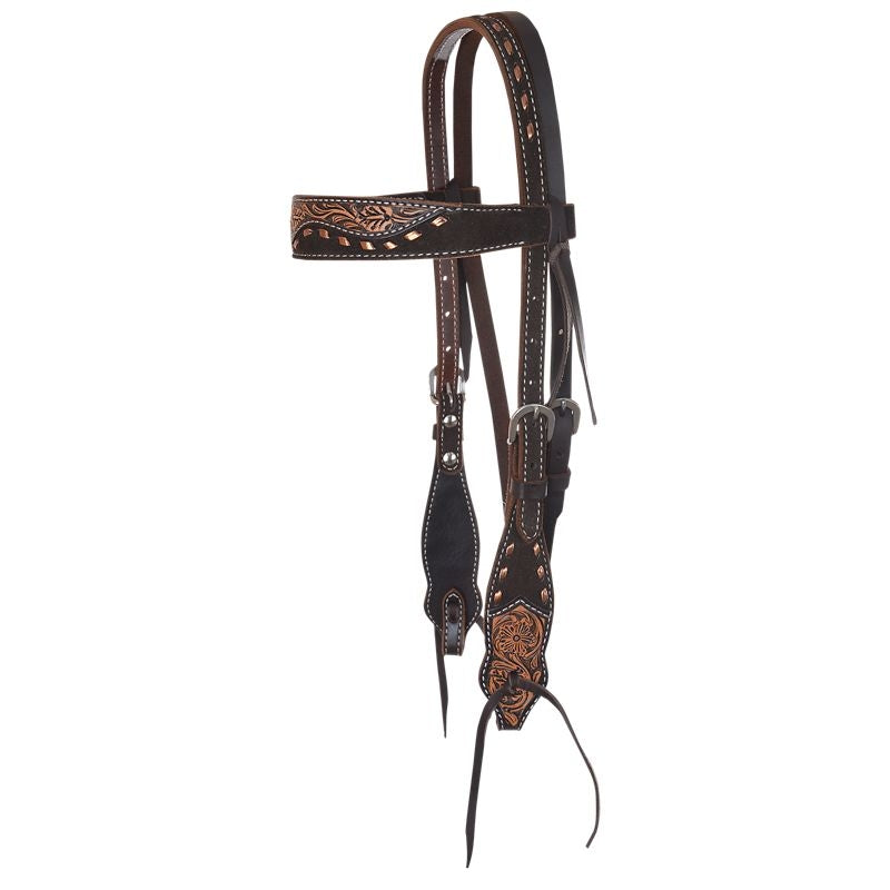 Circle Y Maverick Choc Buckstitch Brow Headstall