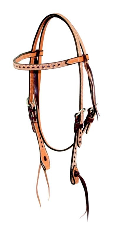 Cowboy Tack Roughout Buckstitch Browband Headstall