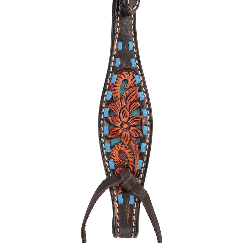Circle Y Bronco Blue TX Flower Browband Headstall