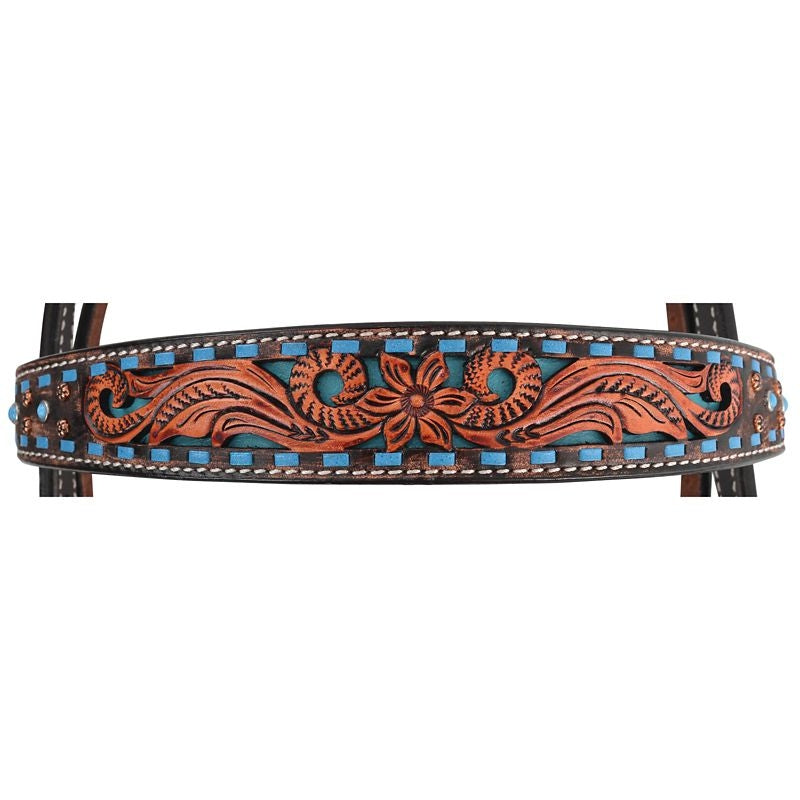 Circle Y Bronco Blue TX Flower Browband Headstall