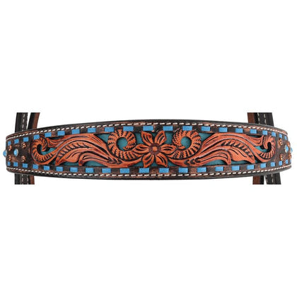 Circle Y Bronco Blue TX Flower Browband Headstall