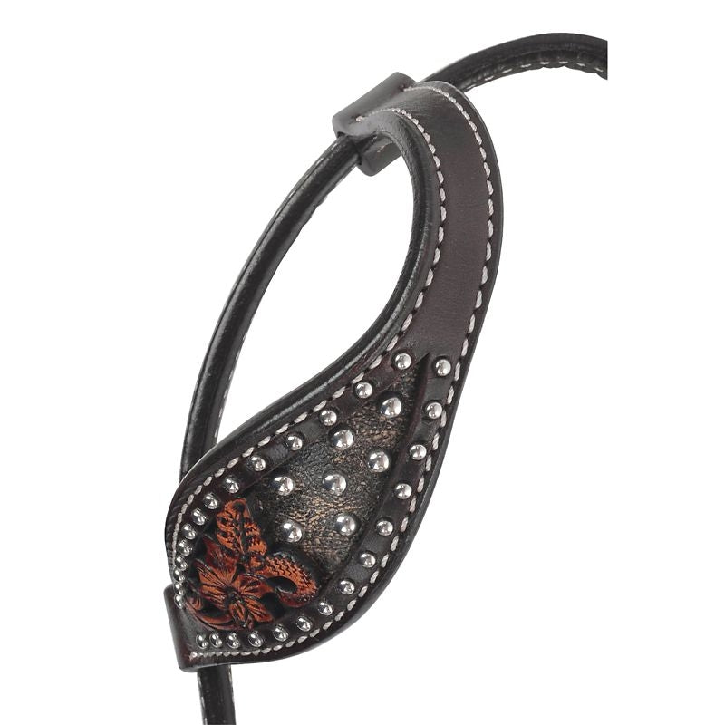 Circle Y Dark Flash AZ Flower One Ear Headstall