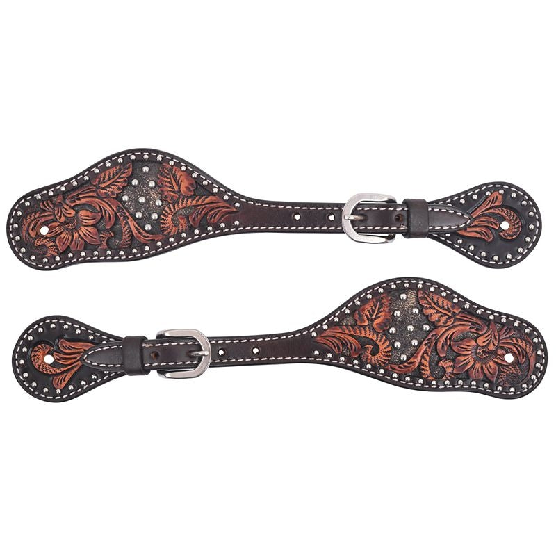 Circle Y Dark Flash Arizona Flower Spur Straps