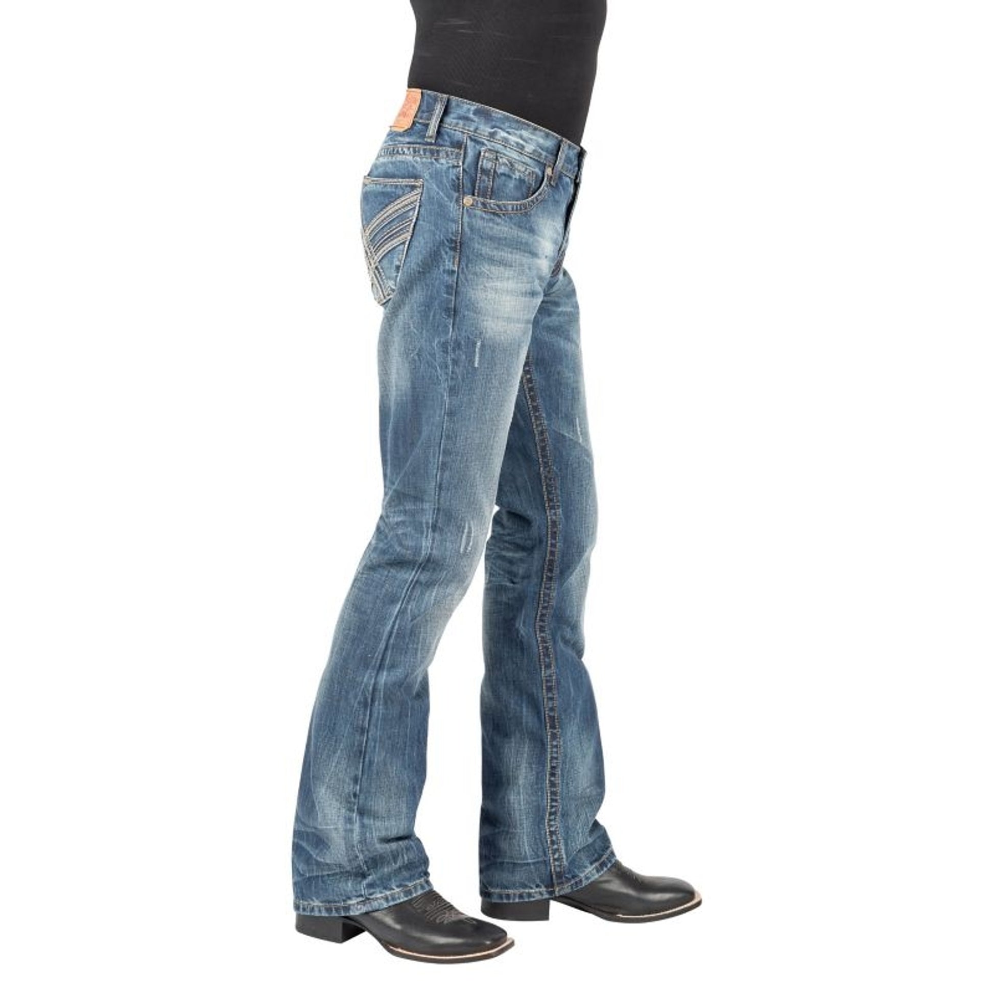 Stetson Mens Curved X Contrast Stitch Jeans