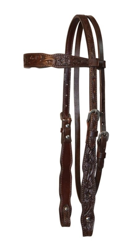 Circle Y Shaped Floral Brow Headstall