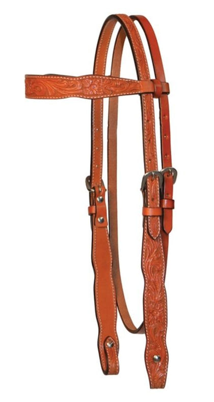 Circle Y Shaped Floral Brow Headstall