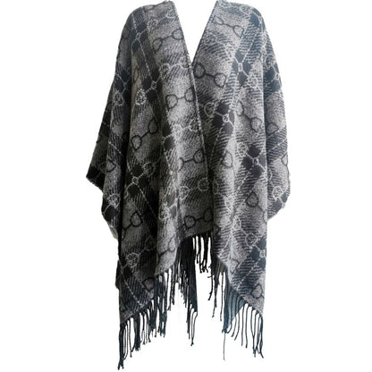 Snaffle Bit Black Plaid Poncho