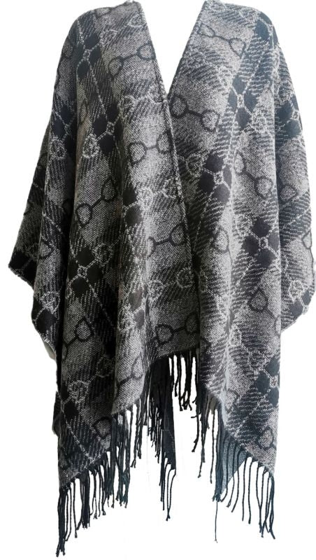 Snaffle Bit Black Plaid Poncho