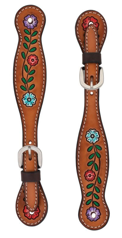 Weaver Turq Cross Floral Vine Ladies Spur Straps
