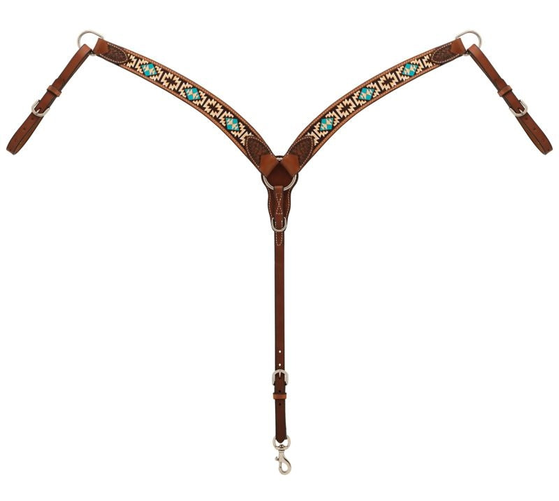Weaver Turquoise Cross Aztec Contour Breast Collar