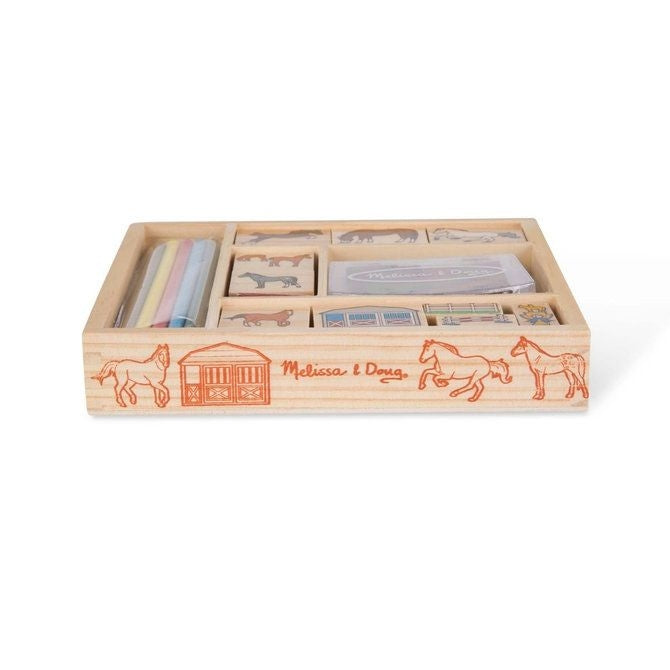 Melissa and Doug 16 Piece Horses Wooden Stamp Set