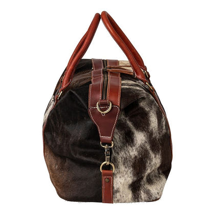 Huntley Cowhide Leather Travel Duffle Bag LG Brown