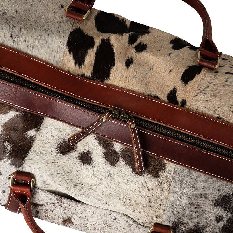 Huntley Cowhide Leather Travel Duffle Bag LG Brown