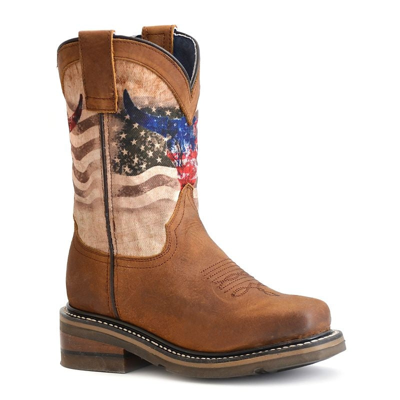 Roper Childs American Bull Sq Toe Boots