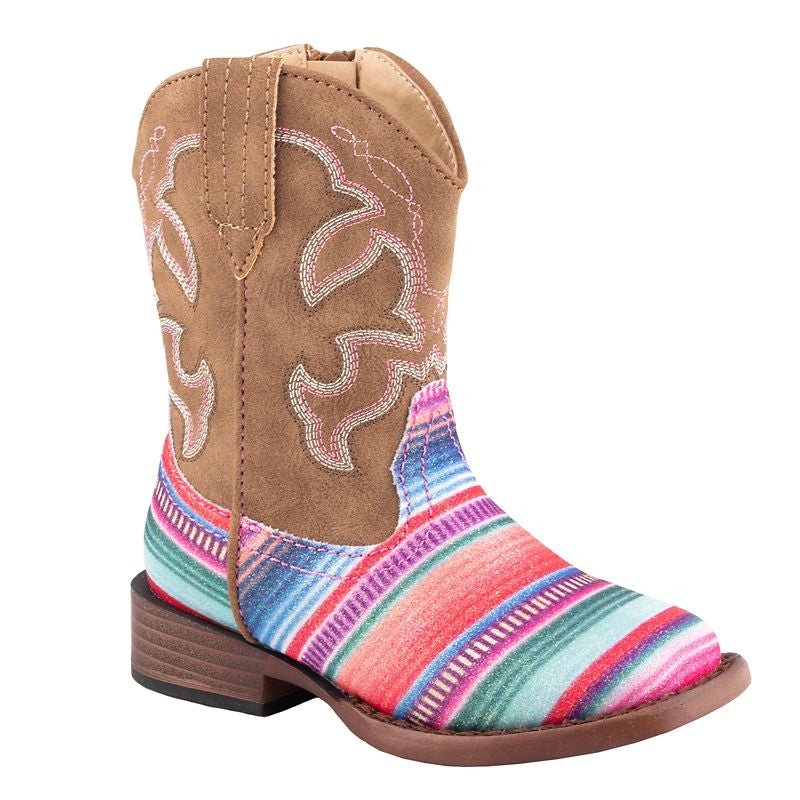 Roper Toddlers Glitter Serape Sq Toe Boots