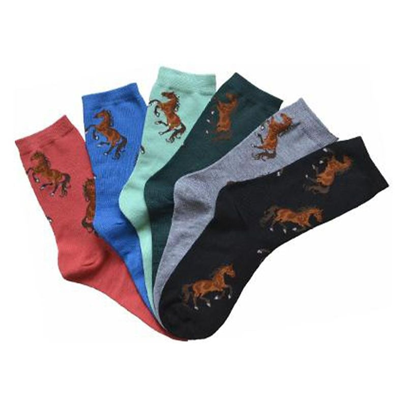 Lila Blakeslee Bay Horses Print Crew Socks