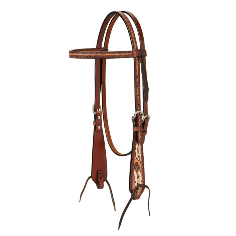 Weaver Turq Cross Coco Feather Browband Headstall
