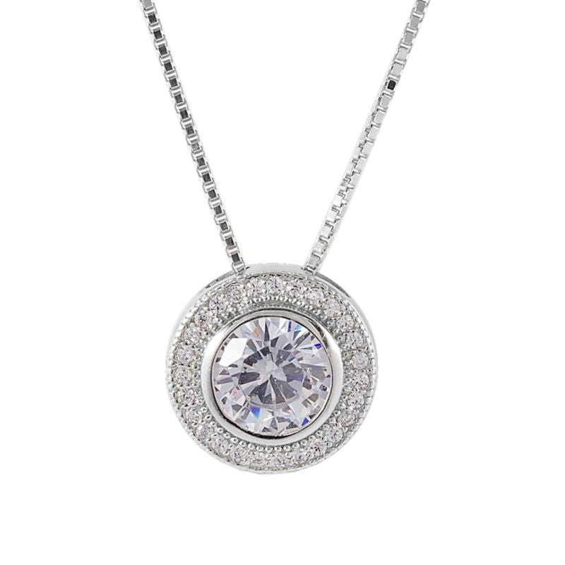 Kelly Herd Round Bezel Set Pave Necklace
