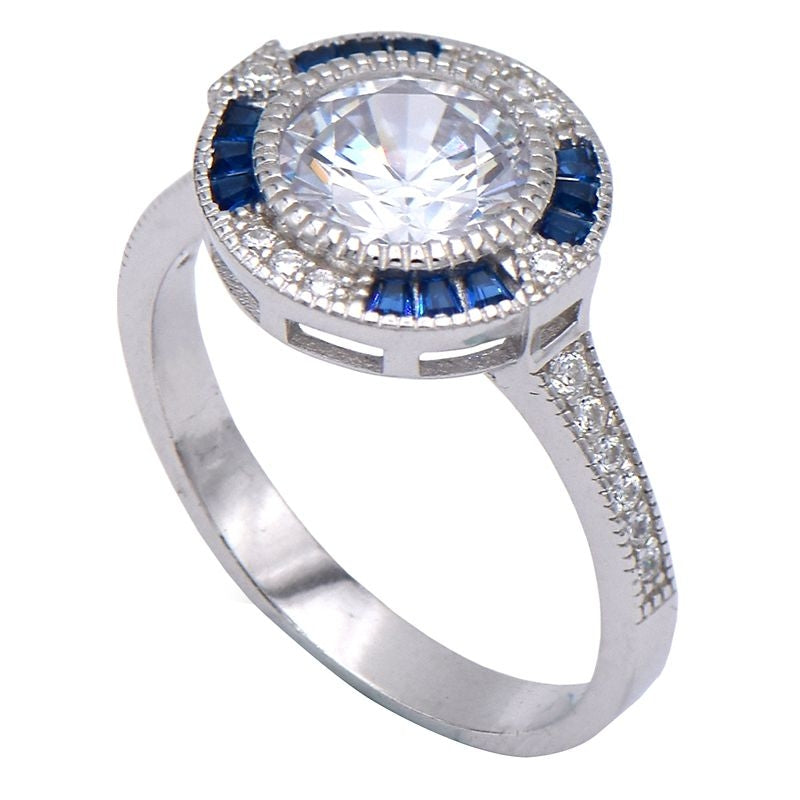 Kelly Herd Blue Spinel Halo Ring 6