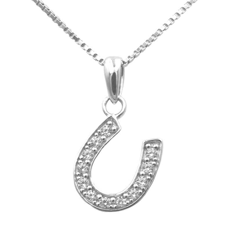 Kelly Herd Large Clear Dangle Horseshoe Necklace