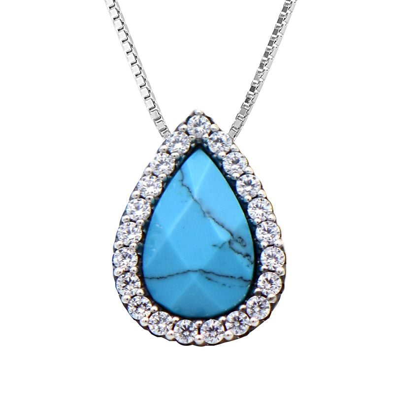 Kelly Herd Turquoise Teardrop Pendant Necklace