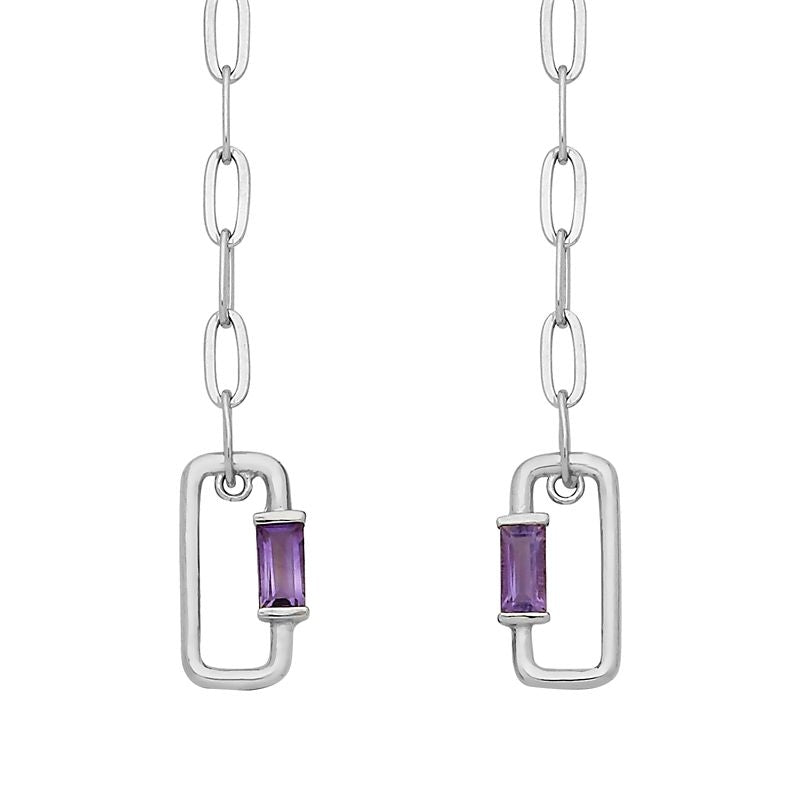Kelly Herd Amethyst Baguette Paper Clip Earrings