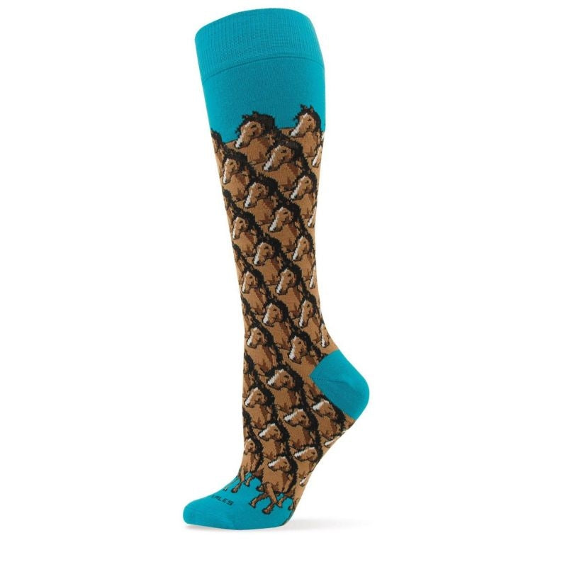 Horse Chorus Socks Blue/Brown