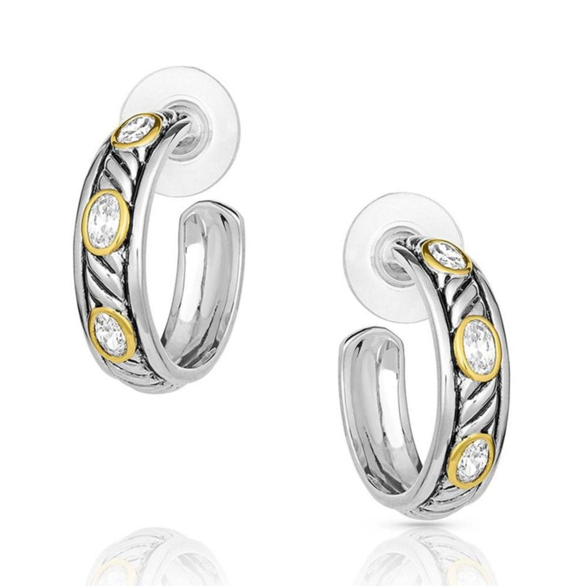 Montana SS Woven Rope Inset Hoop Earrings