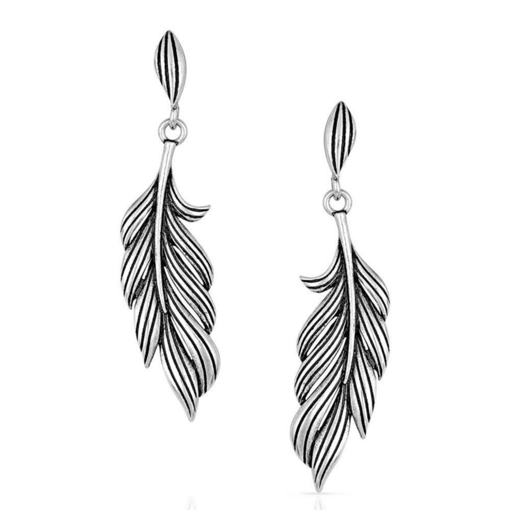 Montana SS Frayed Singleton Feather Earrings