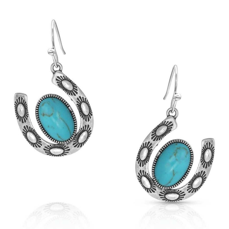 Montana SS with in Luck Turq Horseshoe Earrings