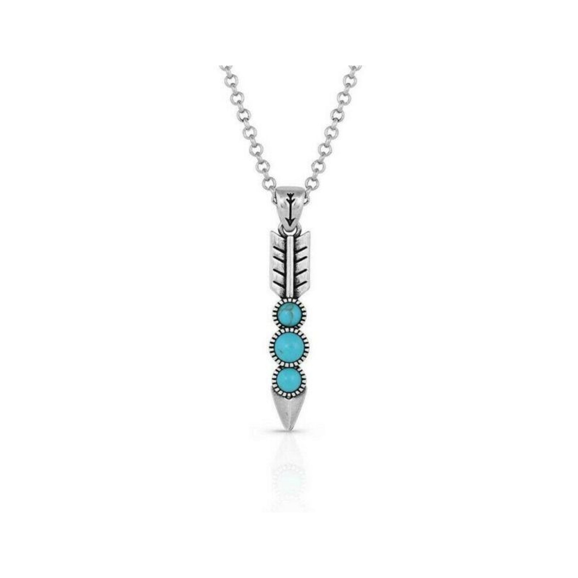 Montana SS Free Falling Slv Arrow Feather Necklace