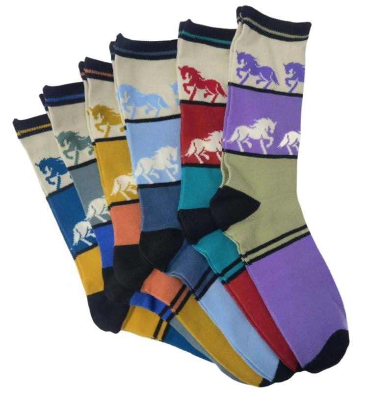 Kelley Ladies Bold Horse Crew Socks 6pack