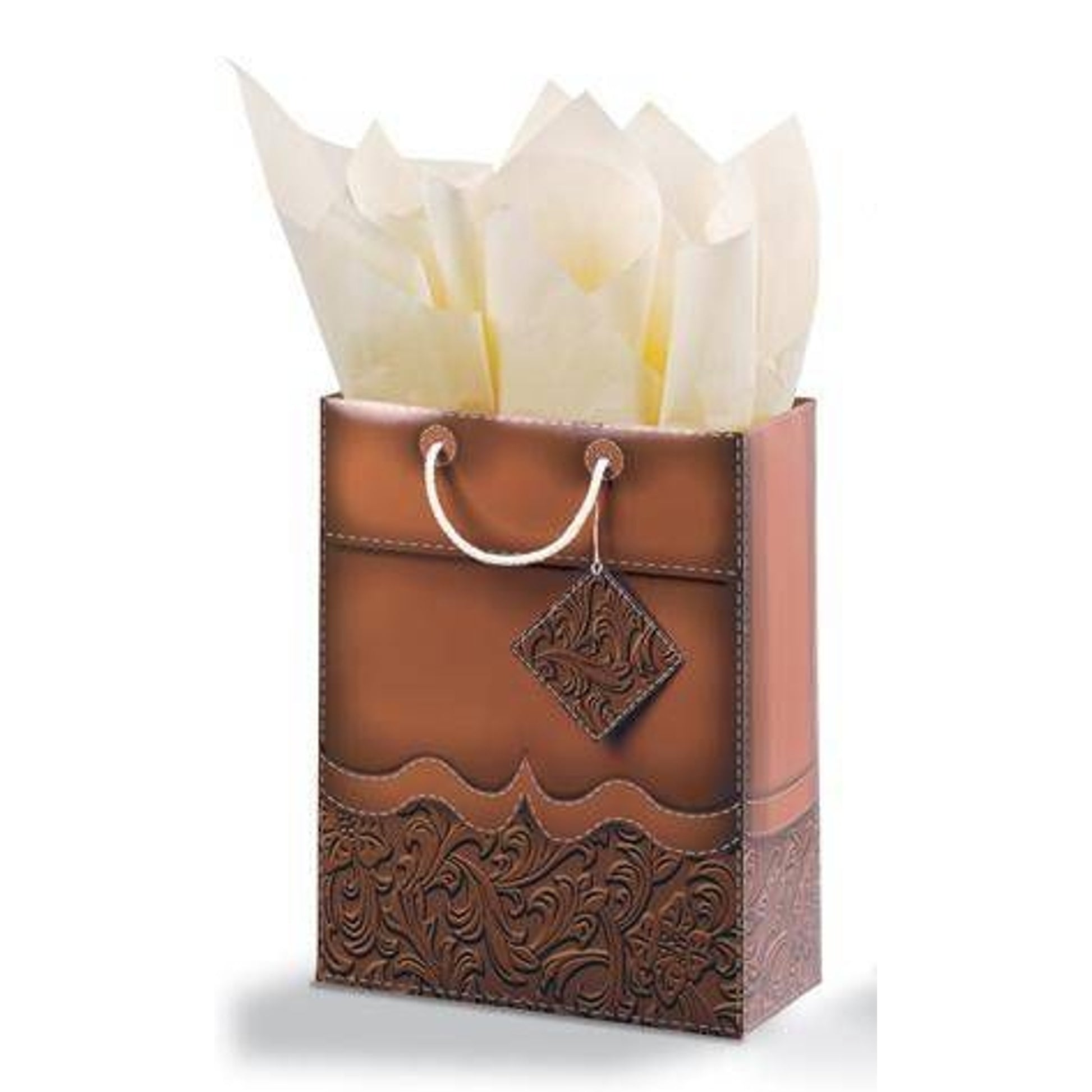 Tooled Leather Vertical Vogue Gift Bag