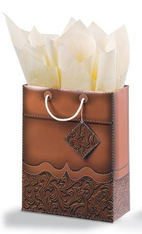 Tooled Leather Vertical Vogue Gift Bag