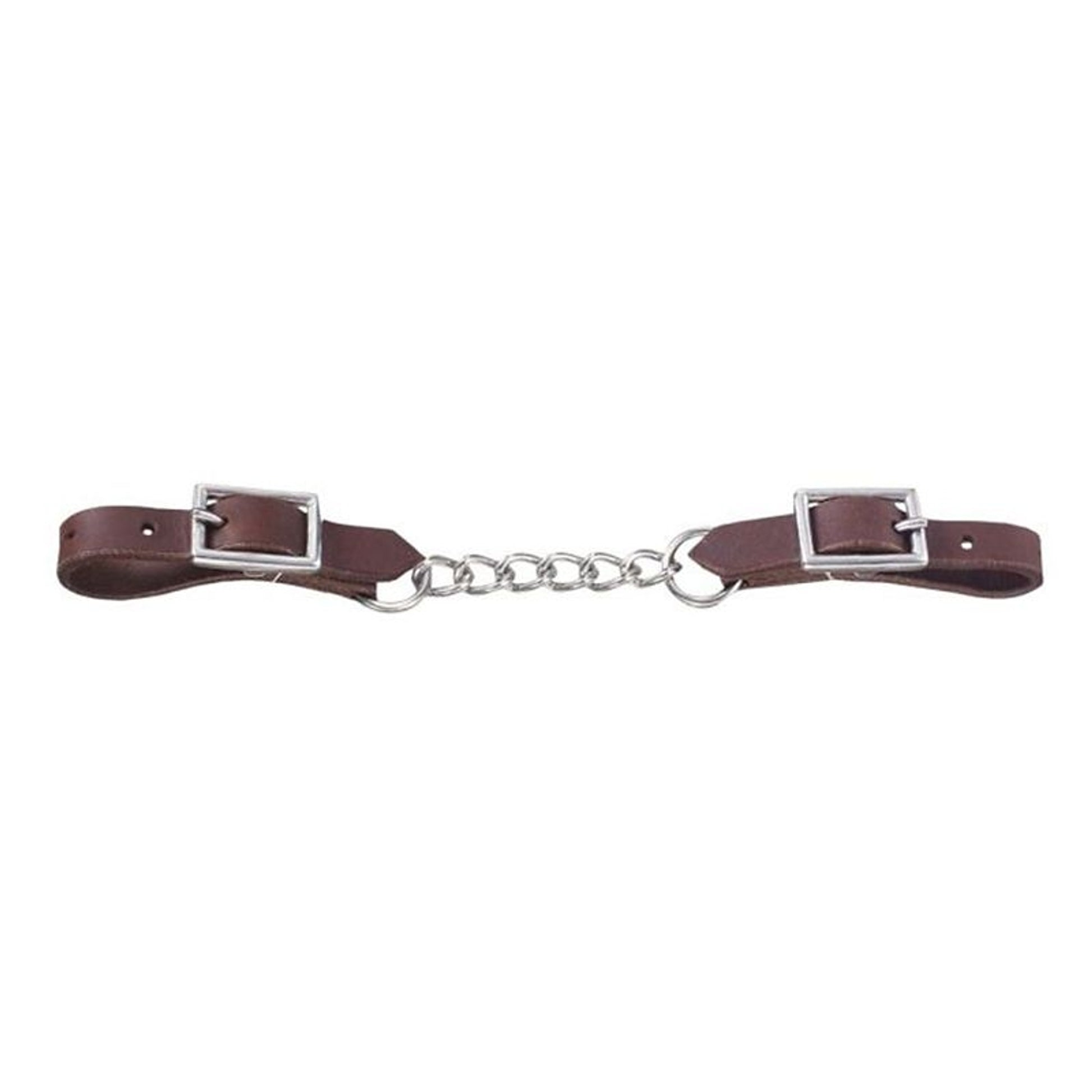 Tough1 Harness Leather Curb With Single Chain Brown