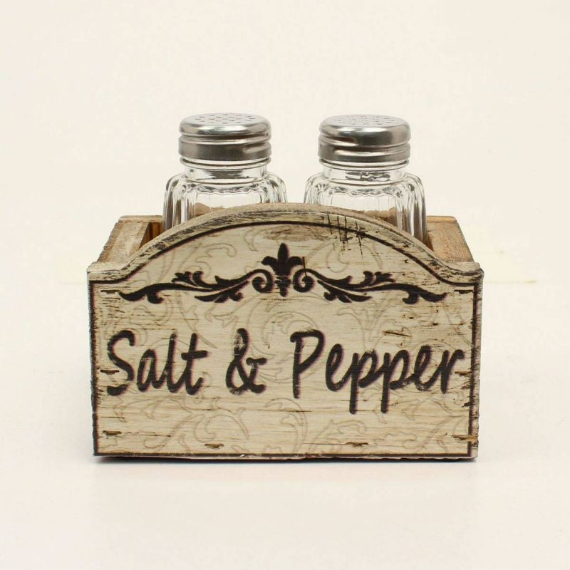 Western Moments Iv Wood Salt And Pepper Shaker Set