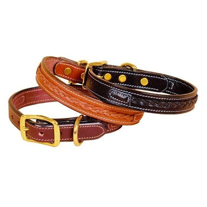 3/4In Dog Collar - Raised Center Braid 12in Bk/Gry