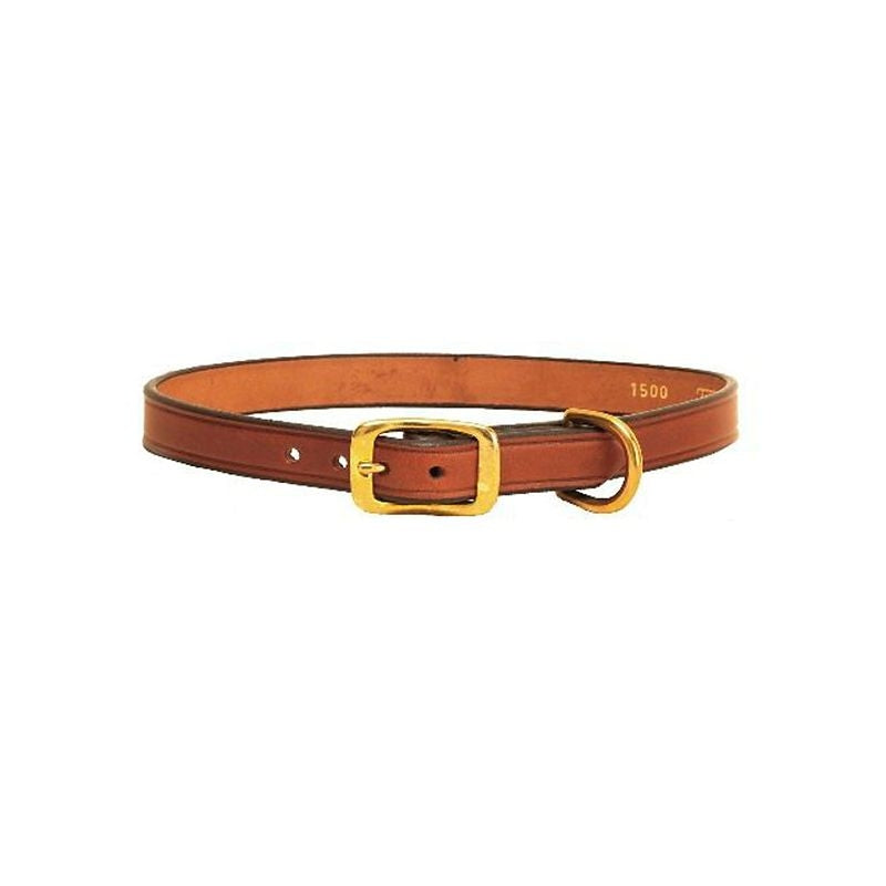 Tory Plain Creased Dog Collar 12in Havana
