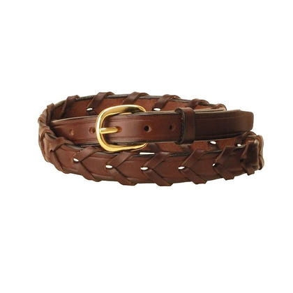 Tory 3/4In Laced Leather Belt With Brass Buckle 24 Br