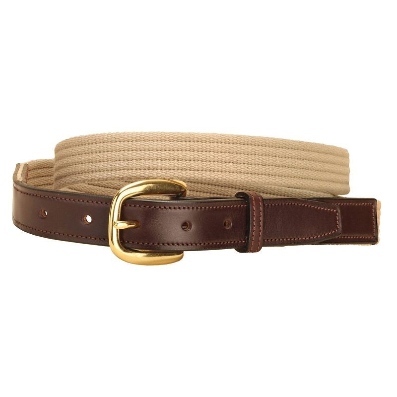 Tory Web Belt With Leather Billets 28 Bk/Gry